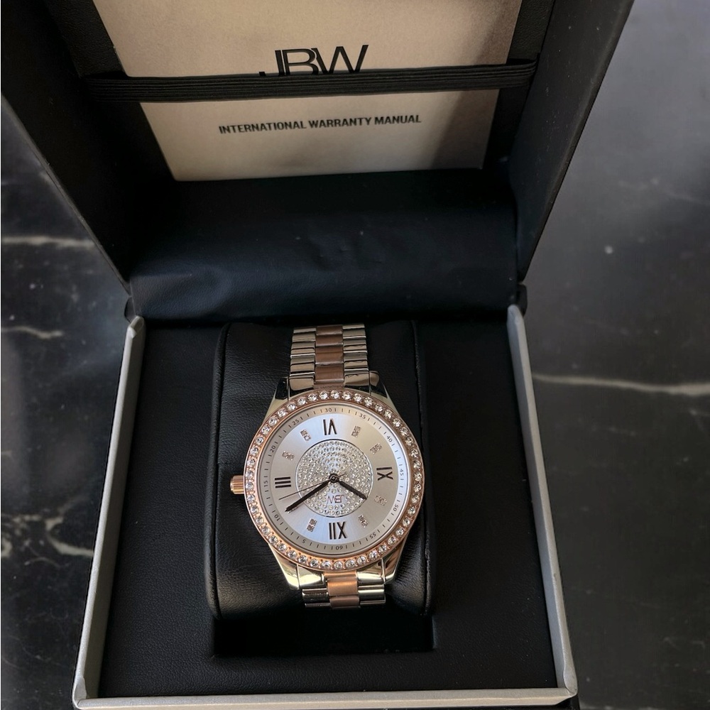 JBW Mondrian Silver Diamond Dial Two-tone Stainless Steel Ladies Watch